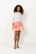 Overdyed Denim Bubble Mini Skirt - Lantana
