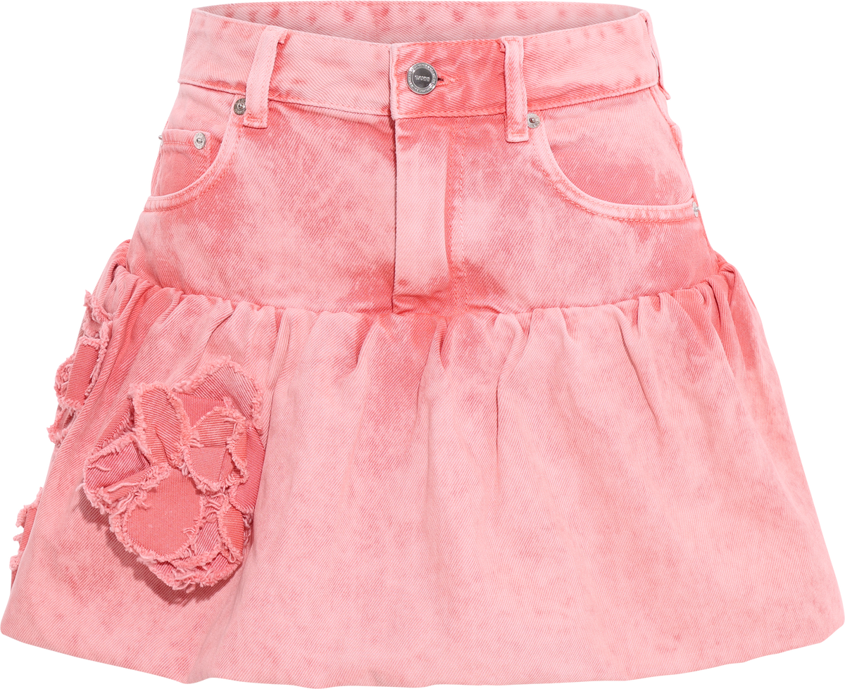 Overdyed Denim Bubble Mini Skirt - Lantana
