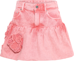 Overdyed Denim Bubble Mini Skirt - Lantana