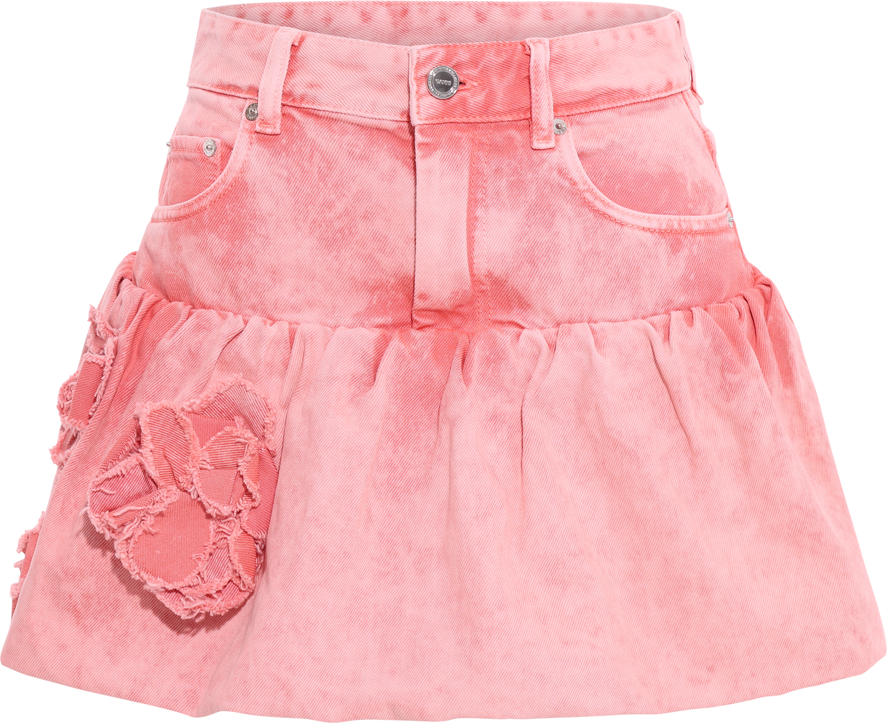 Overdyed Denim Bubble Mini Skirt - Lantana