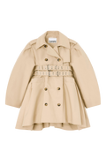 Double Cotton Peplum Trench - Warm Sand