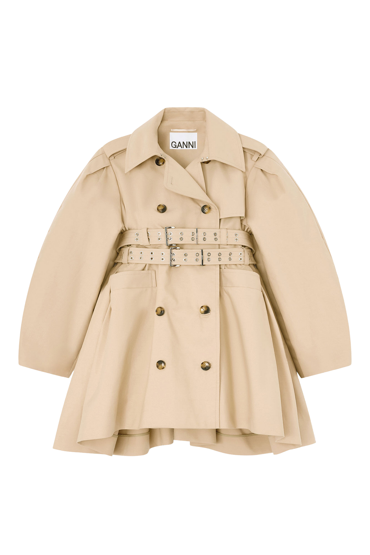 Double Cotton Peplum Trench - Warm Sand