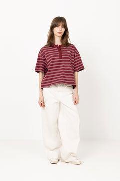 Gzpilova Polo Tee - Cabernet Striped