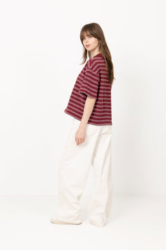 Gzpilova Polo Tee - Cabernet Striped