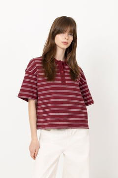 Gzpilova Polo Tee - Cabernet Striped