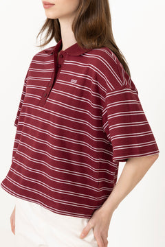 Gzpilova Polo Tee - Cabernet Striped