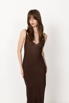 Gzsilvi Singlet Dress - Deep Brown Metallic