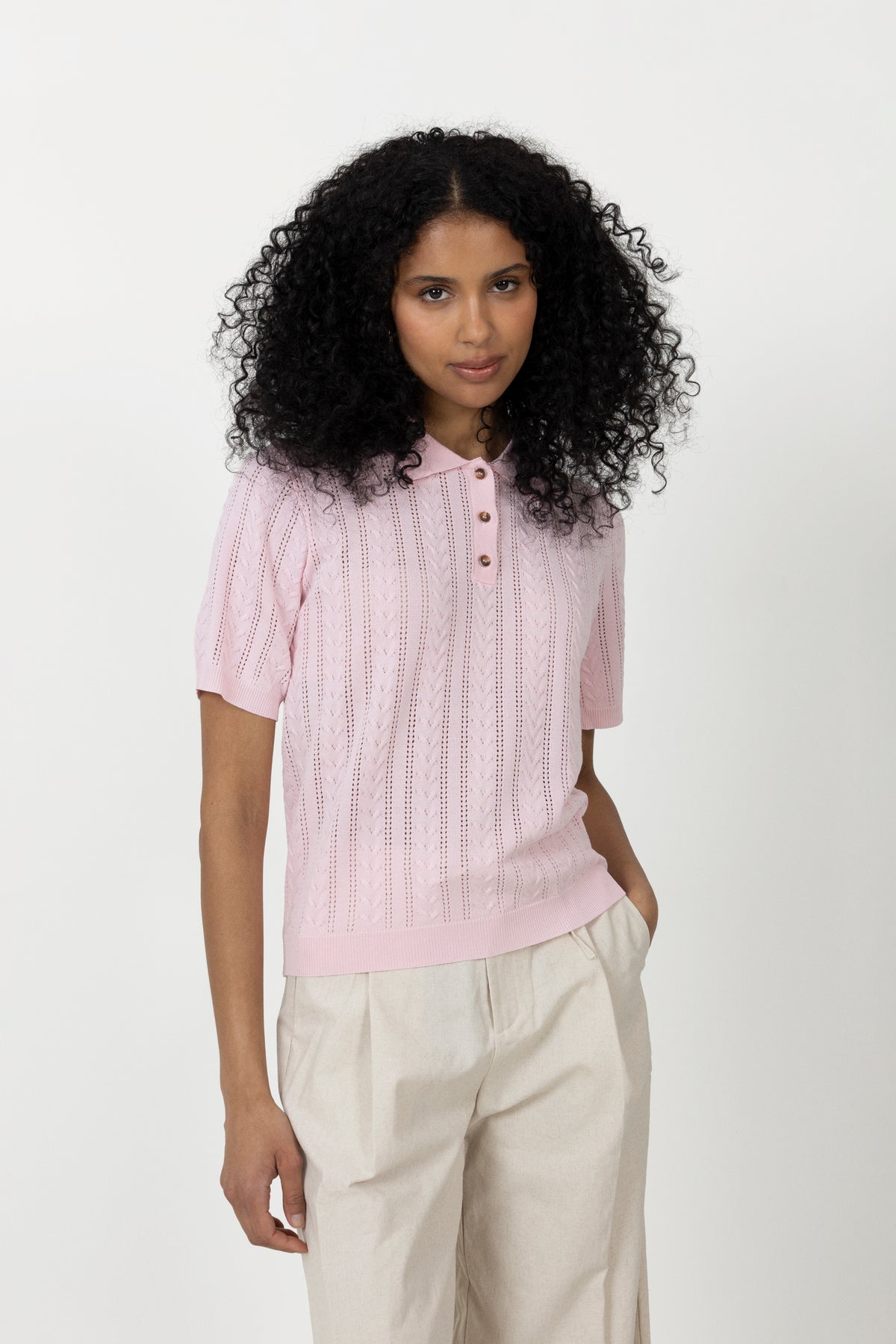 N-Mecca Knit Polo - Baby Pink