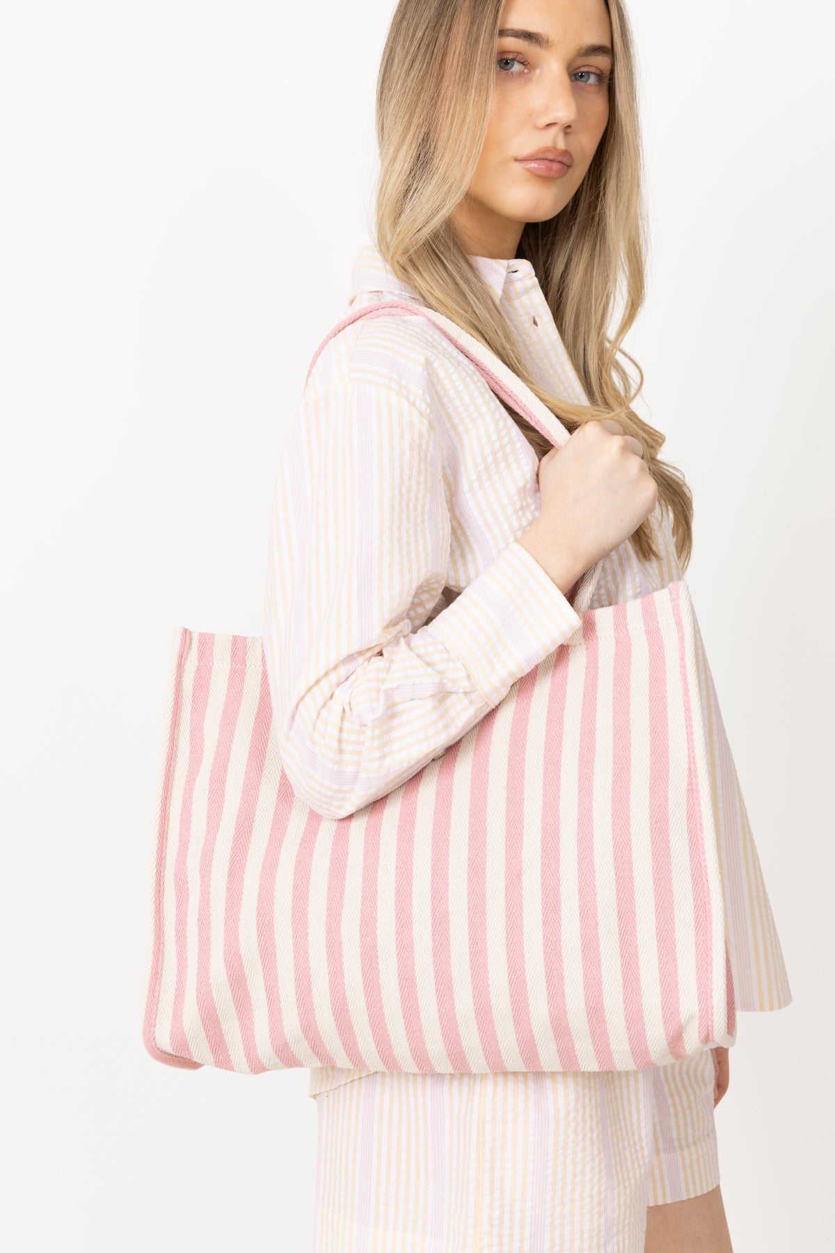 Ivy Tote Bag - Light Pink Stripe