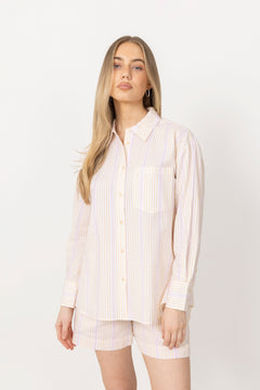 Bibi Crepe Shirt - Light Yellow Stripe