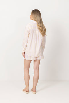 Bianca Crepe Shorts - Light Yellow Stripe