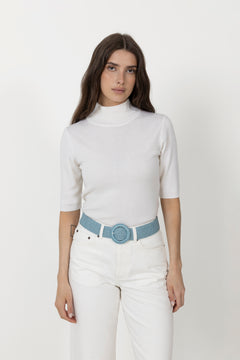 Wide Zia Belt - Aqua Gray