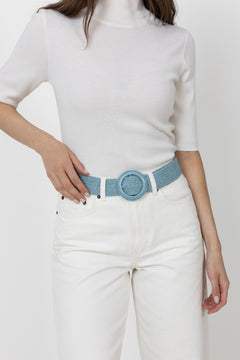 Wide Zia Belt - Aqua Gray