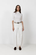 Crochet Slim Zia Belt - Nature/Black