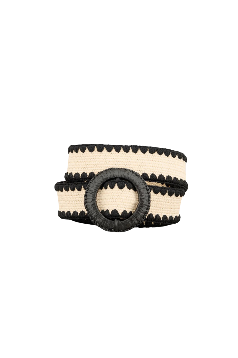 Crochet Slim Zia Belt - Nature/Black