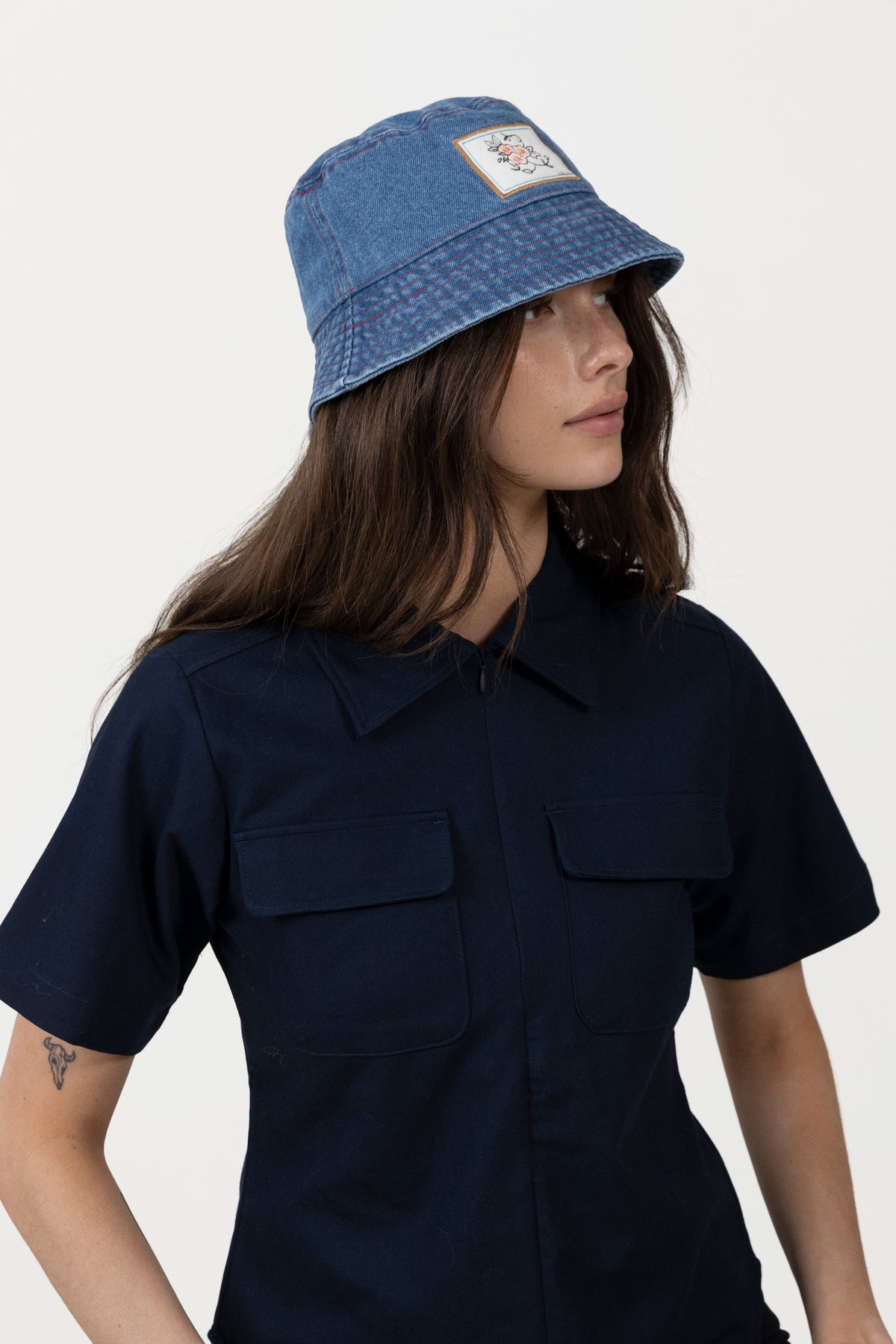 Denima Stitch Bucket Hat - Denim