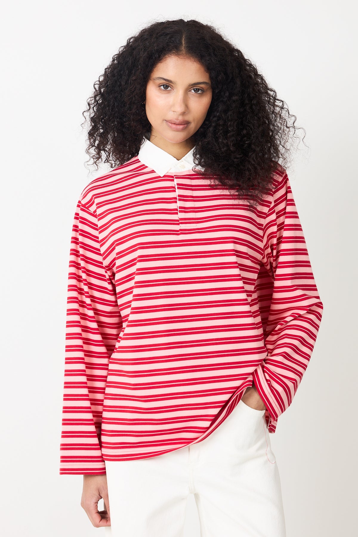 Rugby Top - Pink And Red Stripe
