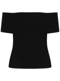 Compact Knit Off Shoulder Top - Jet Black