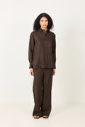 Linen Coastal Shirt - Chocolate Brown
