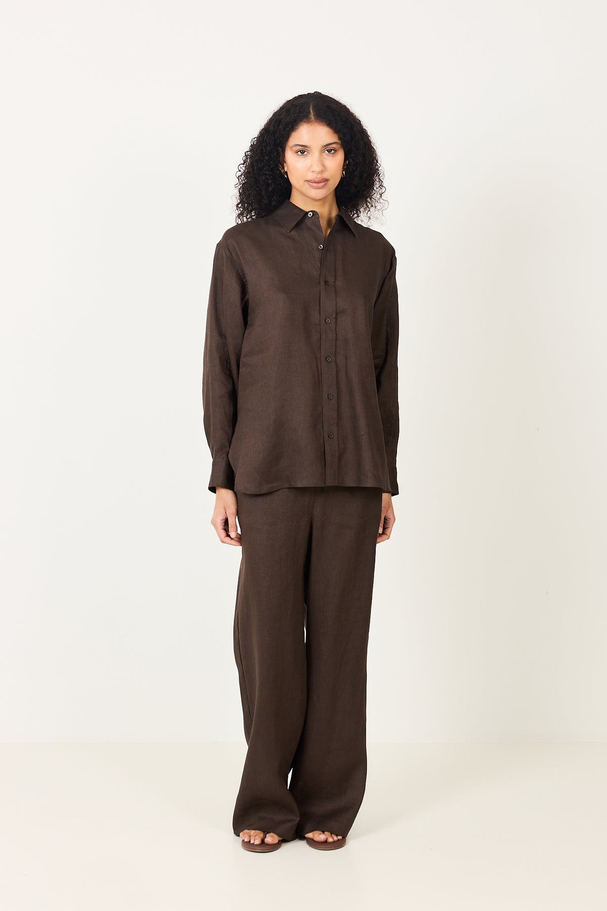 Linen Coastal Shirt - Chocolate Brown
