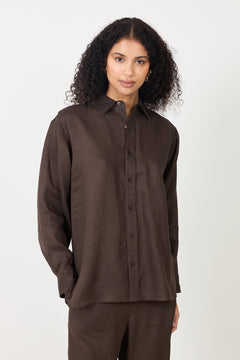 Linen Coastal Shirt - Chocolate Brown