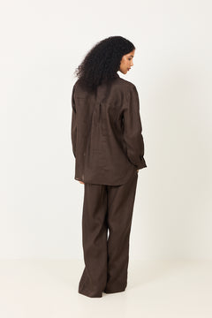 Linen Siena Trousers - Chocolate Brown