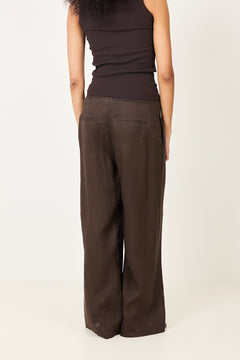 Linen Siena Trousers - Chocolate Brown