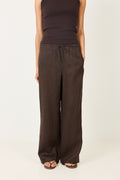 Linen Siena Trousers - Chocolate Brown