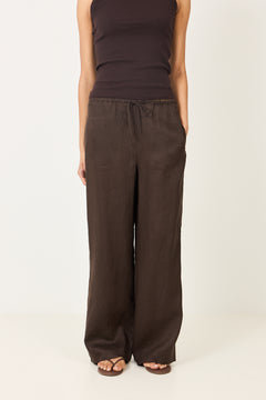 Linen Siena Trousers - Chocolate Brown