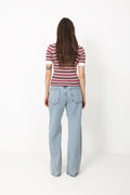 Marte Ss Polo Knit - Creme/Pink