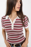 Marte Ss Polo Knit - Creme/Pink
