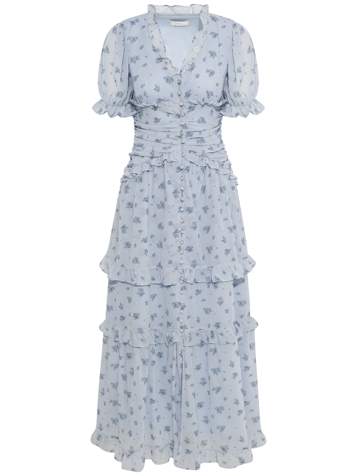 Arielic Long Dress - Blue Flower Print