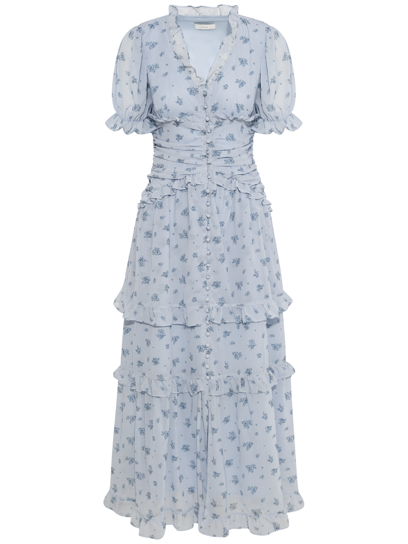 Arielic Long Dress - Blue Flower Print