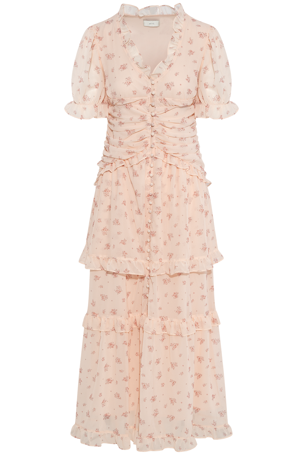 Arielic Long Dress - Pink Flower Print