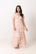 Arielic Long Dress - Pink Flower Print