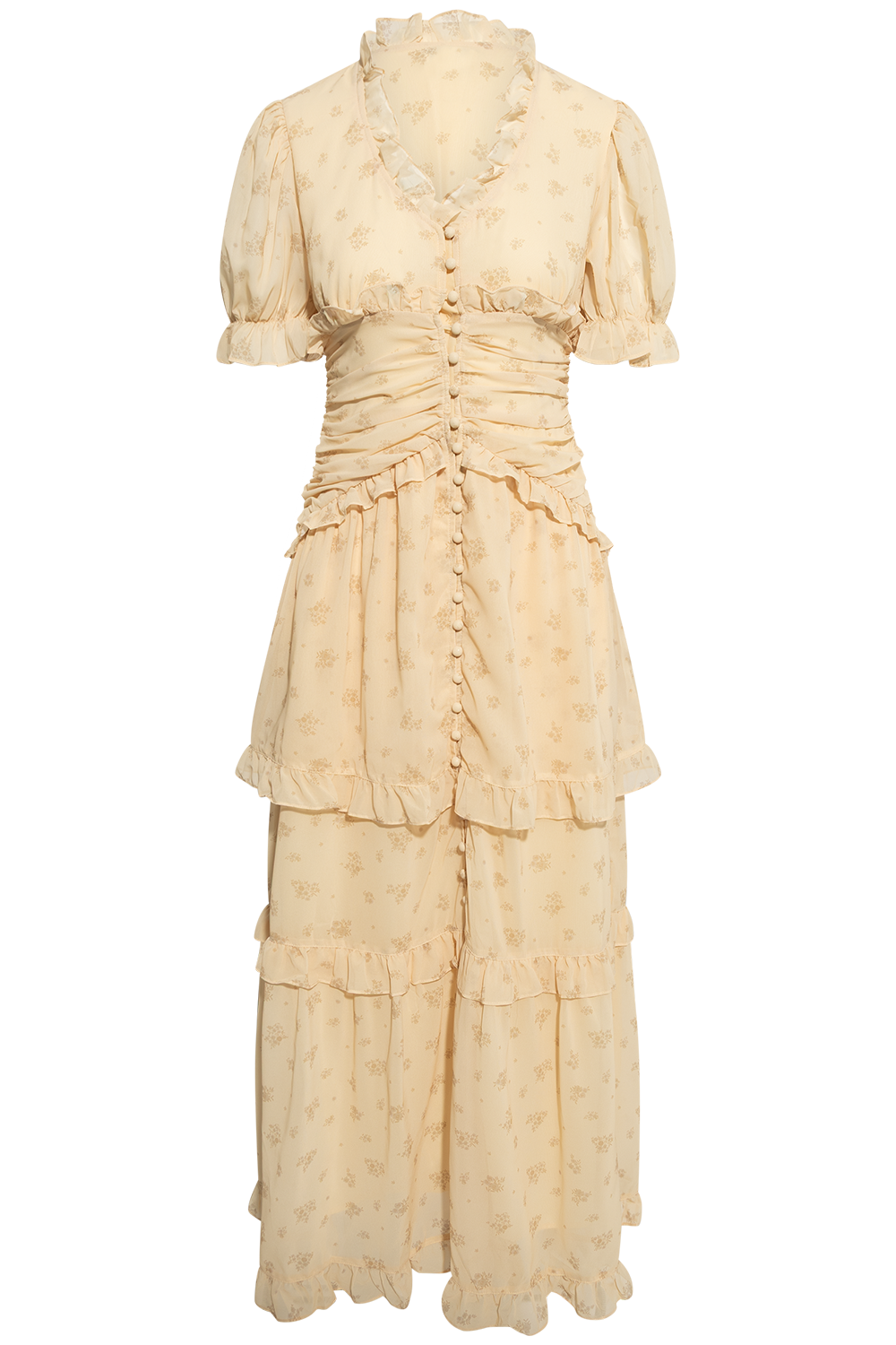 Arielic Long Dress - Yellow Flower Print