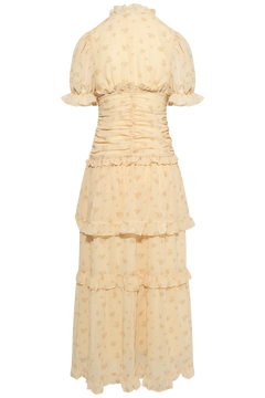 Arielic Long Dress - Yellow Flower Print