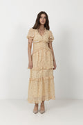 Arielic Long Dress - Yellow Flower Print