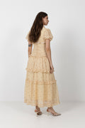 Arielic Long Dress - Yellow Flower Print