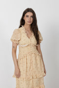 Arielic Long Dress - Yellow Flower Print