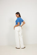 Soft Cotton Rib Stripe Tee - Nouvean Navy