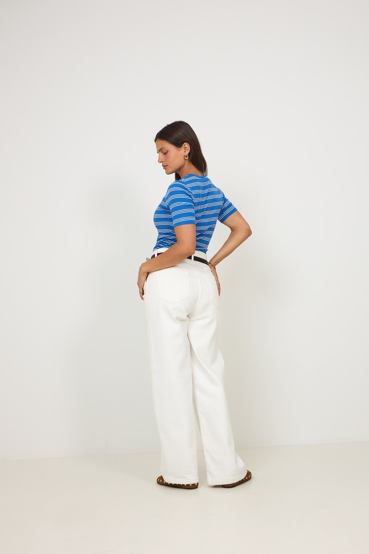 Soft Cotton Rib Stripe Tee - Nouvean Navy