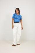 Soft Cotton Rib Stripe Tee - Nouvean Navy
