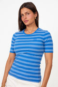 Soft Cotton Rib Stripe Tee - Nouvean Navy