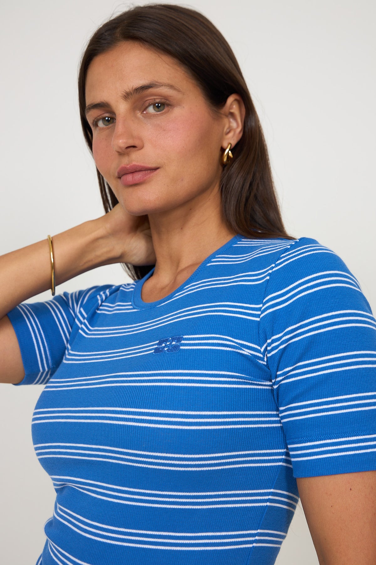 Soft Cotton Rib Stripe Tee - Nouvean Navy