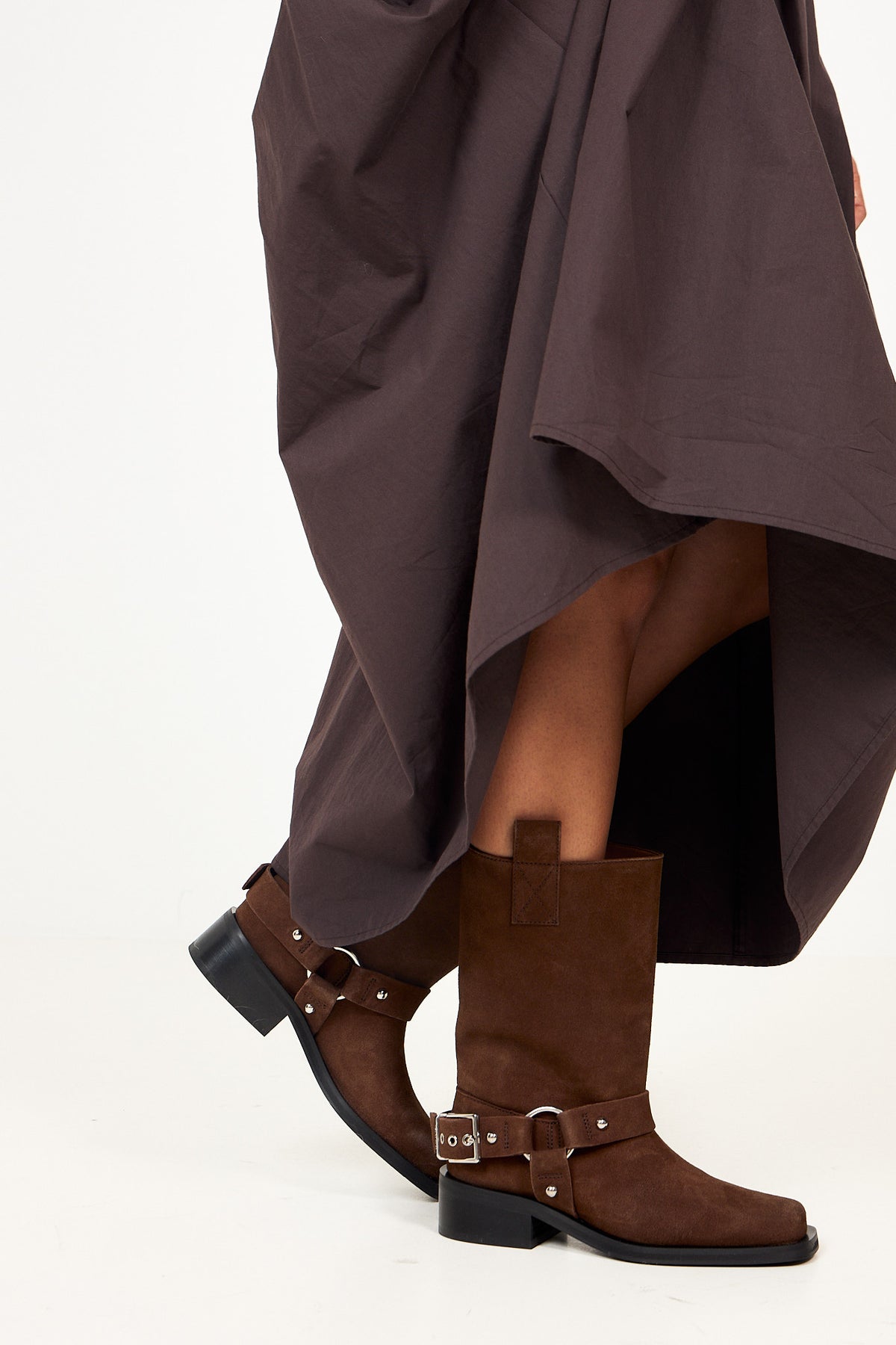 Mid Shaft Biker Boot Recycled Suede Pelinova - Chicory Coffee