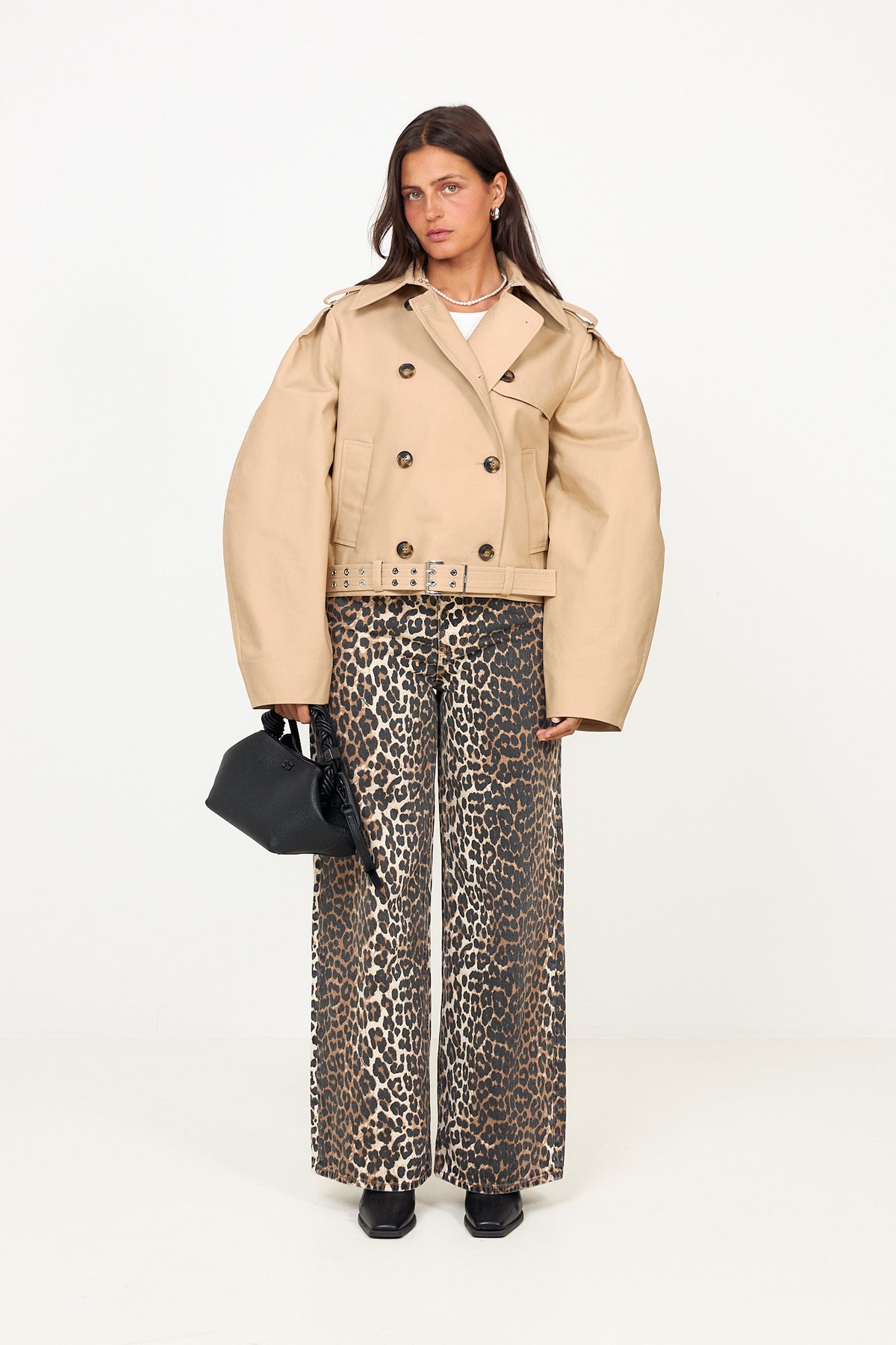 Essentials Print Denim Lari - Almond Milk