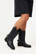 Mid Shaft Biker Boot - Black