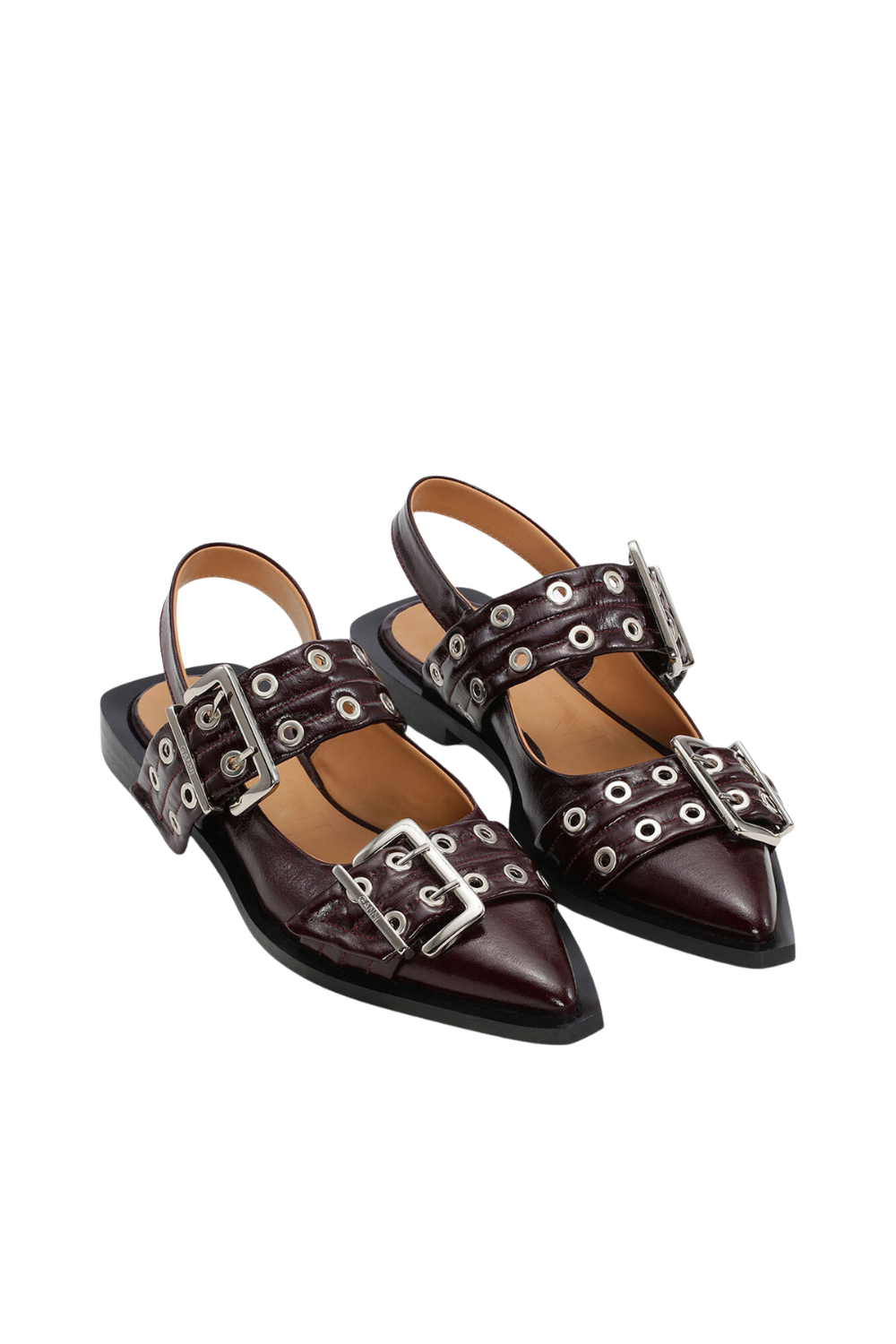 Feminine Buckle Ballerina Naplack - Burgundy