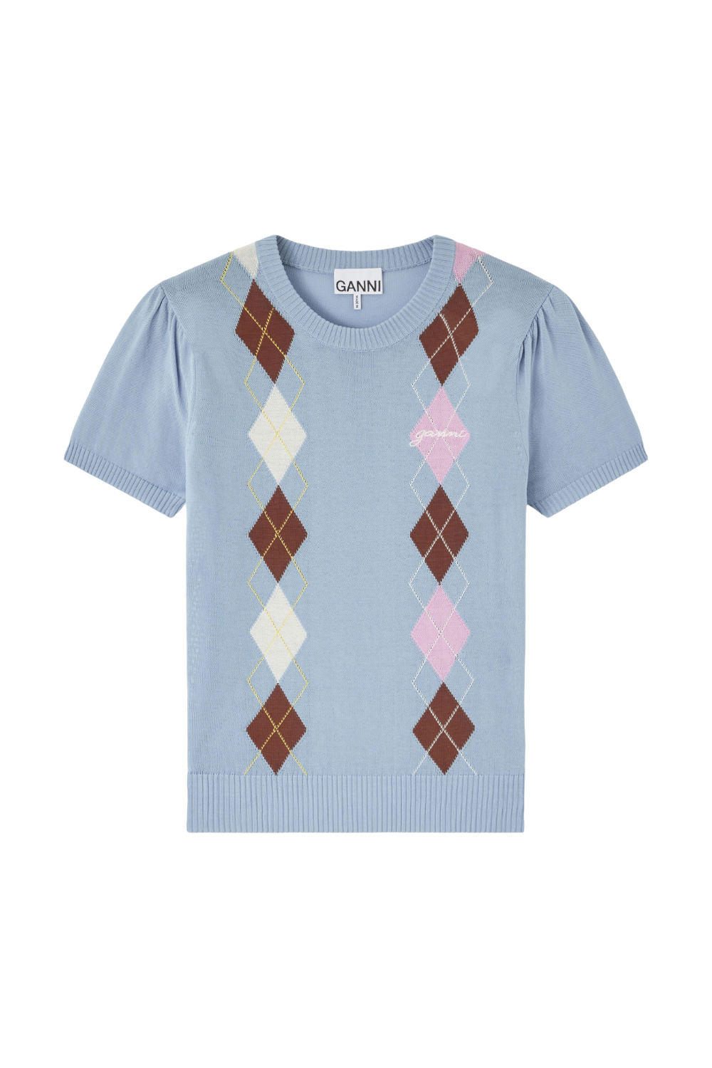 Light Cotton Argyle T-Shirt - Soft Chambray